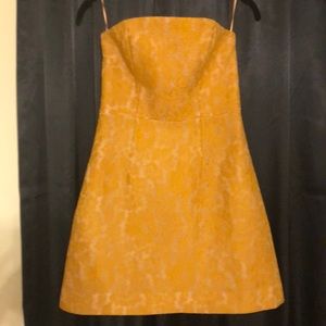 Keepsake the label strapless mustard lace dress